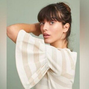 Maeve Helsa Metallic Striped Ruffle Sleeve top medium